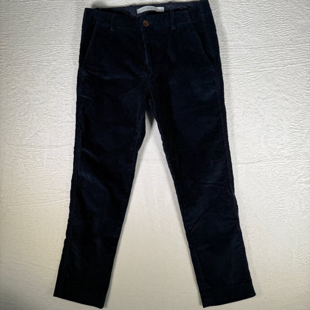 Zara Man Mens Blue/Navy Corduroy Pants Tapered‎ Straight Leg Size 29